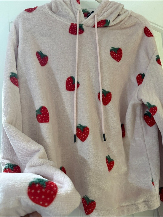 Angel Cult Sweaters - Soft Pink Strawberry Hoodie Sweater - Women